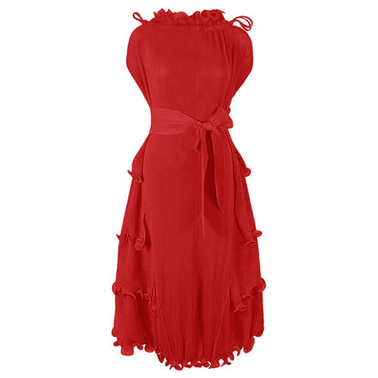 Plus Size Women's Autumn Short Sleeve Pleated Dress
